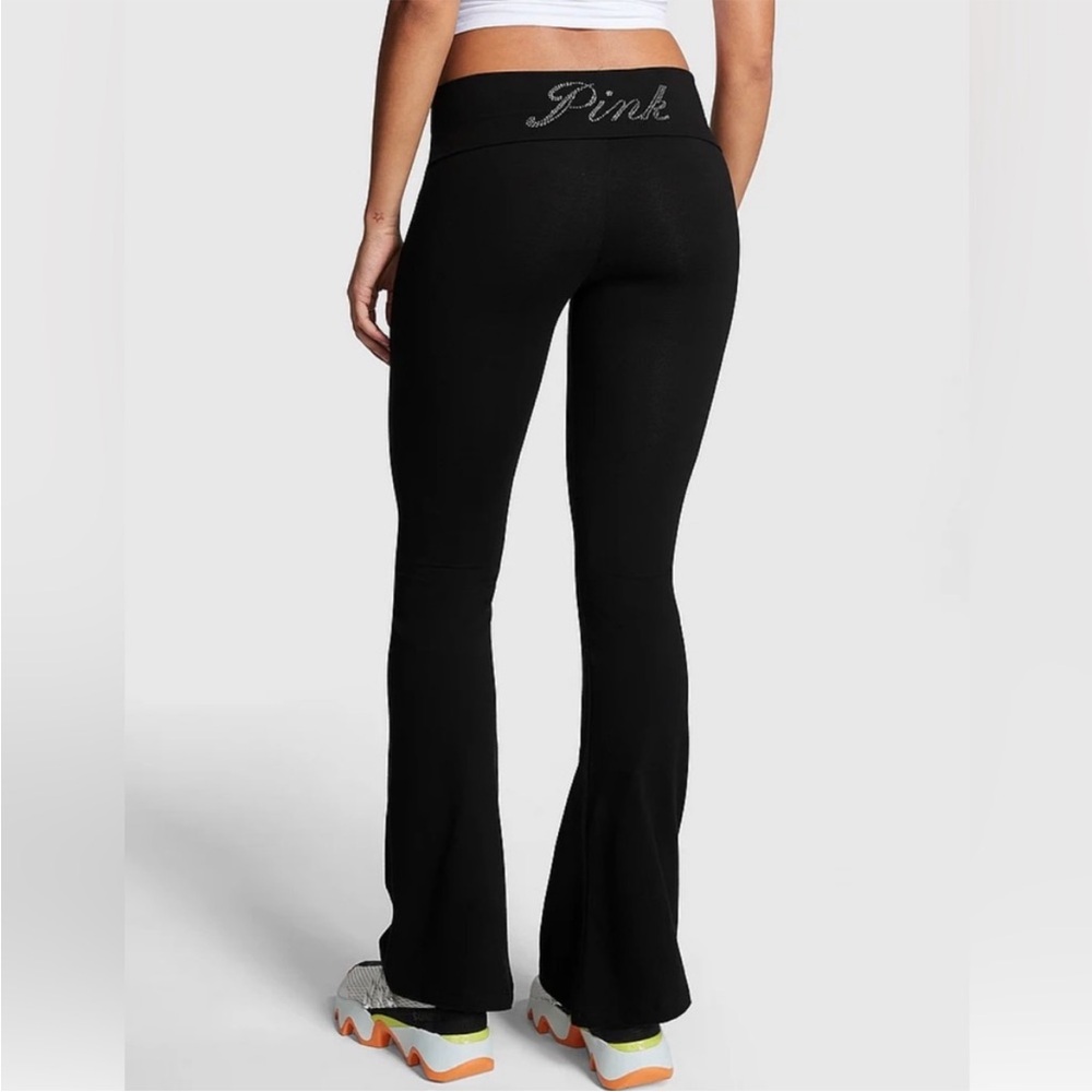 XXL VS PINK Foldover Flare Leggings Bling Logo